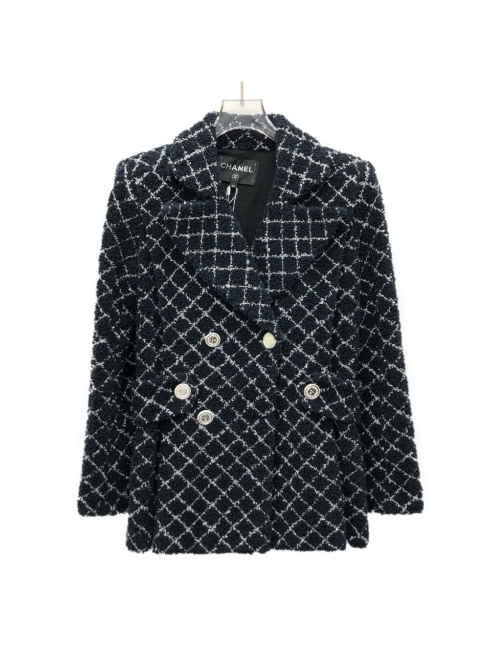 Chanel Cruise Collection Black Cotton Tweed Double-Breasted Jacket